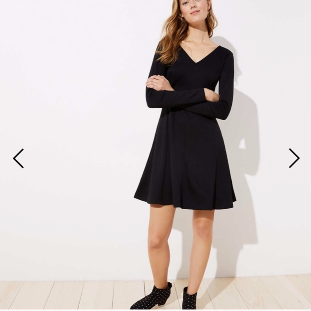 NEW Ann Taylor LOFT doubleface flare v-neck dress LBD